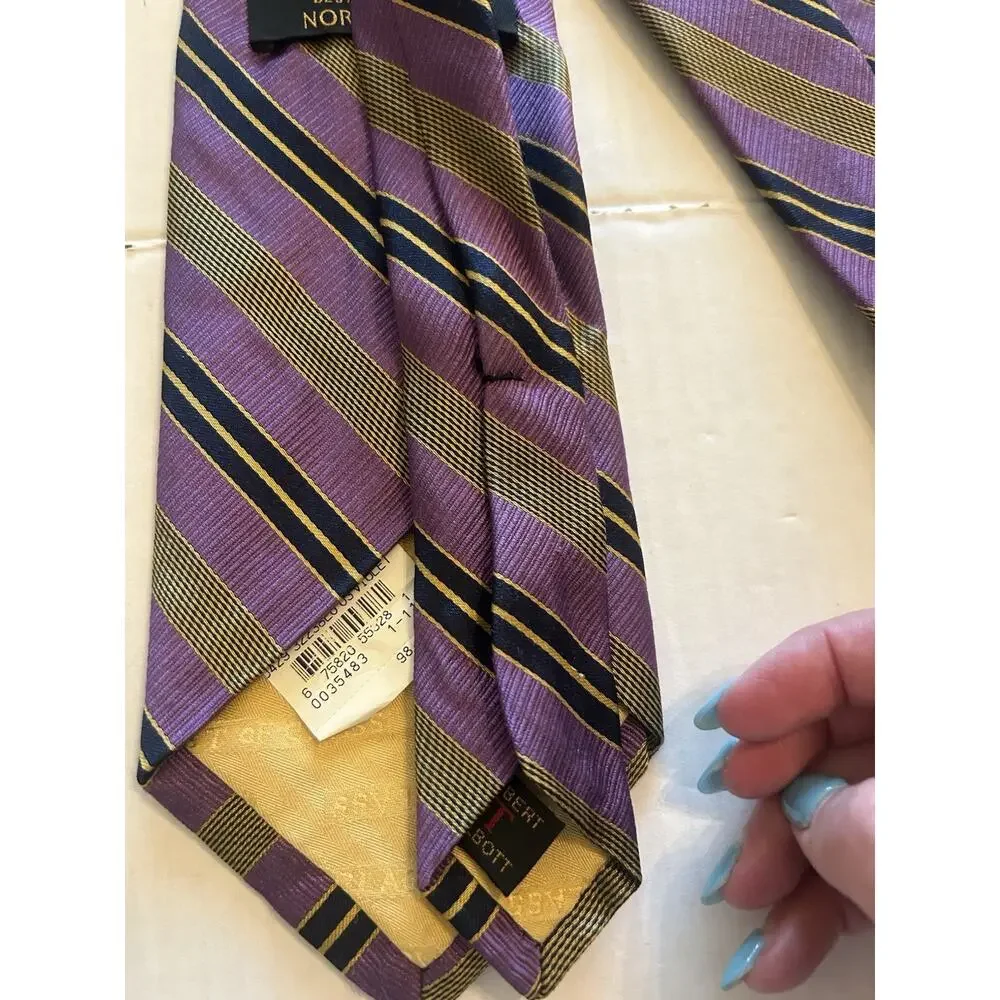 Robert Talbott Tie Mens‎ Purple Silk Striped Handsewn USA Classic Vintage